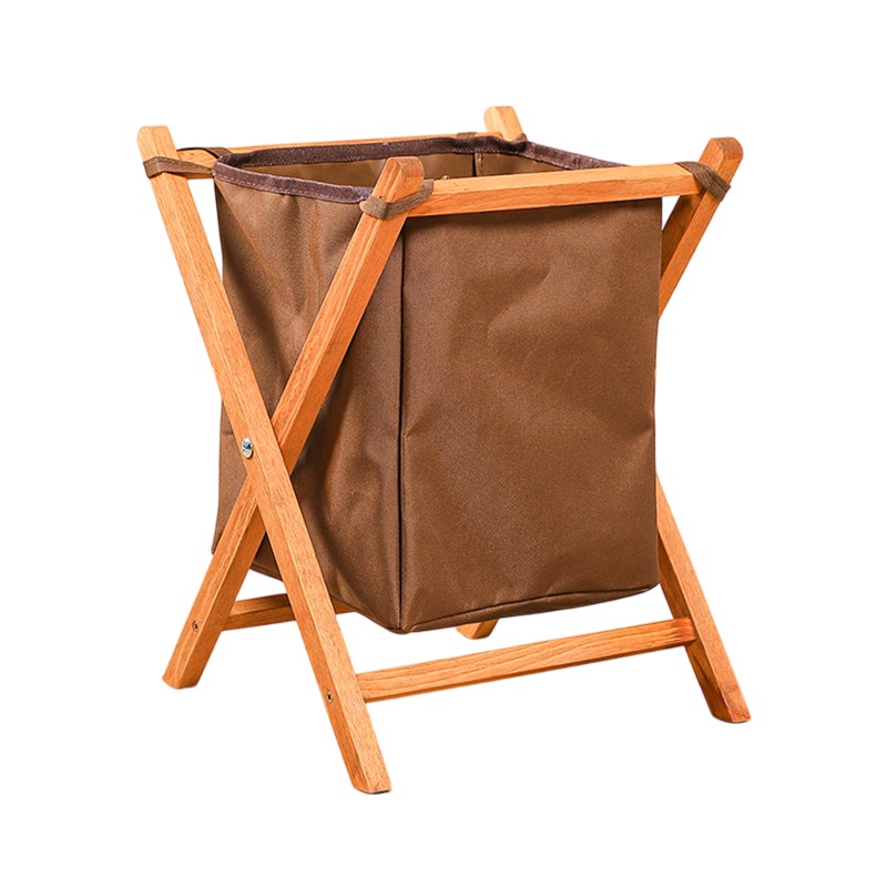 Panier à Linge Pliable en Bois Petit Modèle - Marron