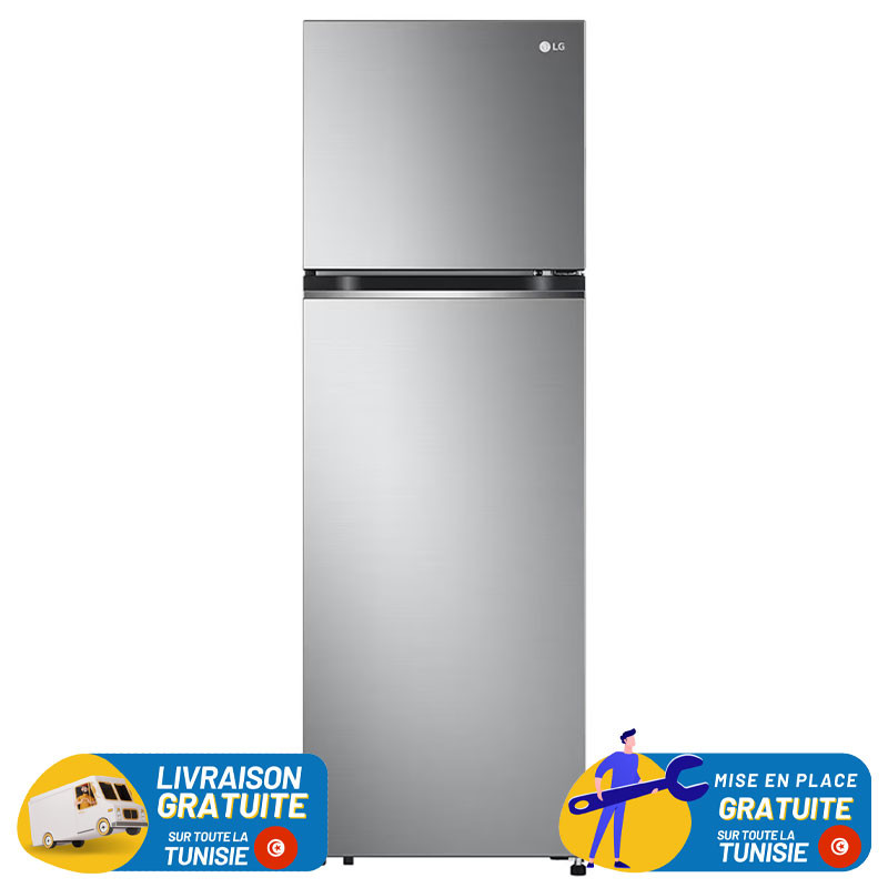 LG NoFrost INVERTER Double Portes 285 Litres / INOX