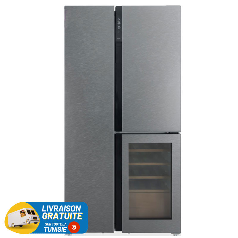 Hyundai No Frost INVERTER Side By Side 548 Litres / Verre + Cave À Vin