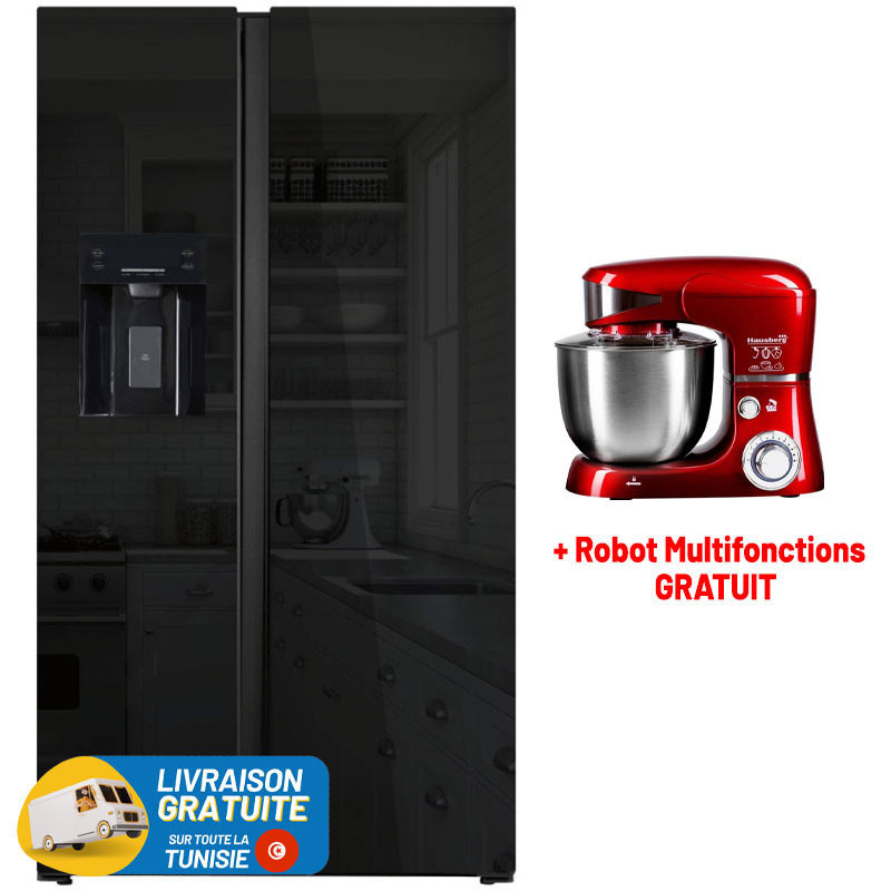 Hyundai No Frost INVERTER Side By Side 556 Litres / Verre + Robot Multifonctions