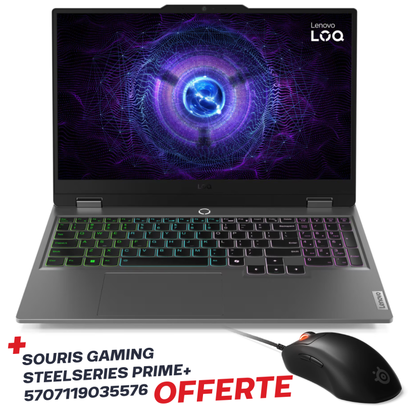 SteelSeries Gamer Lenovo LOQ 15IAX9 I5-12600HX RTX 3050 6G 8 Go DDR SSD Windows 11